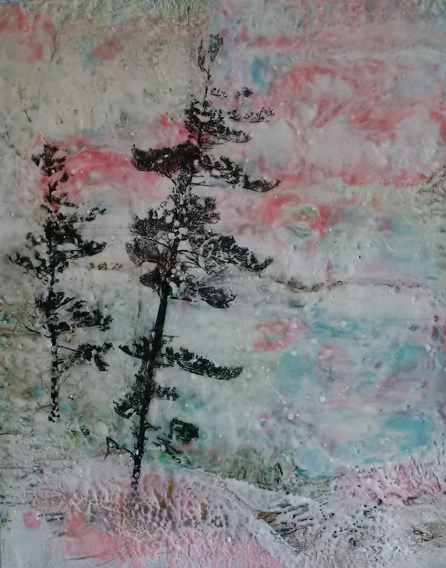 Winter Day, Oil Encaustic, 18 x 12, 2018, $490